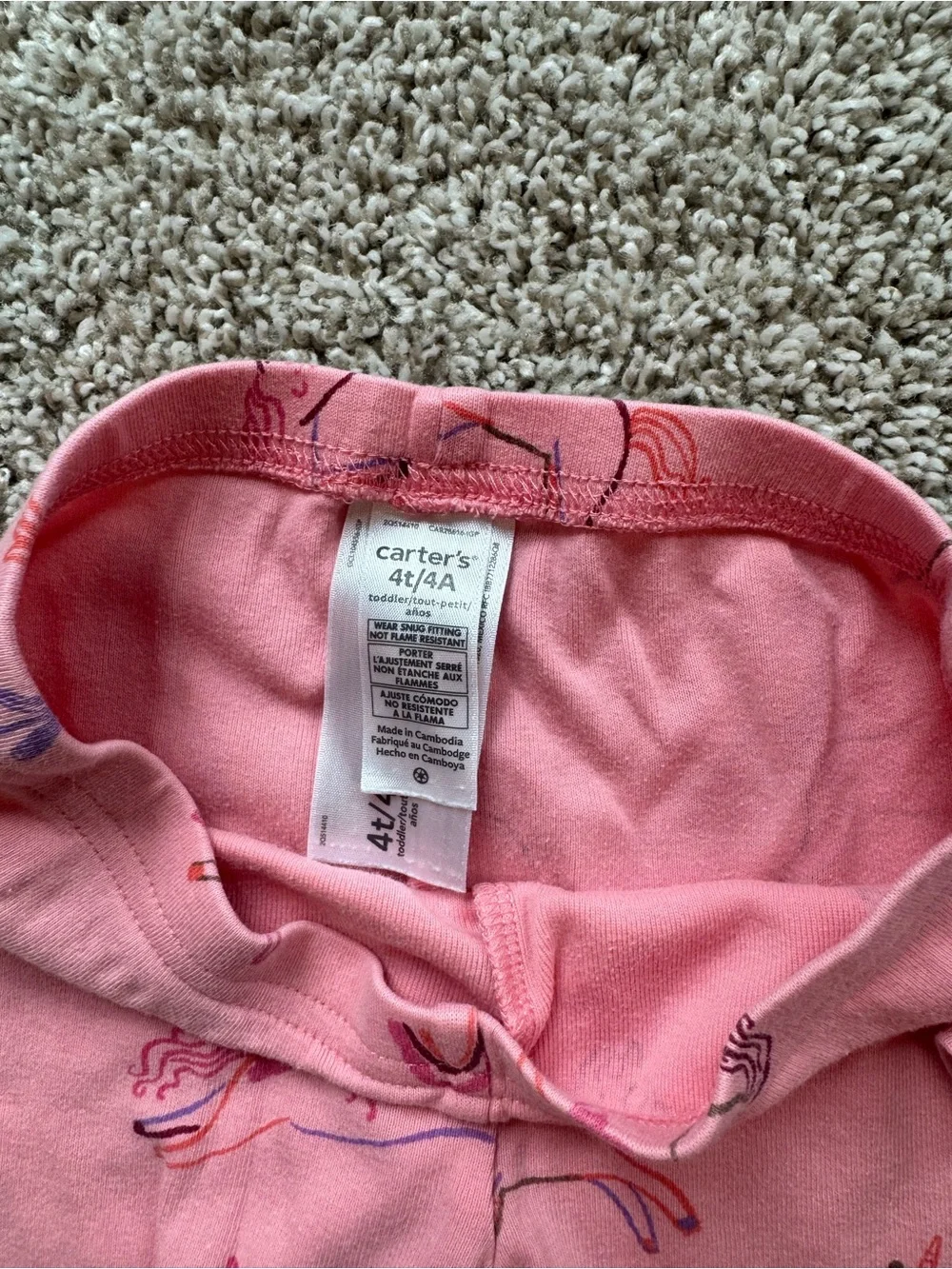 Carter’s Girls Unicorn Pajama Set Size 4T Pink 2 Pack Pink Unicorn pajamas